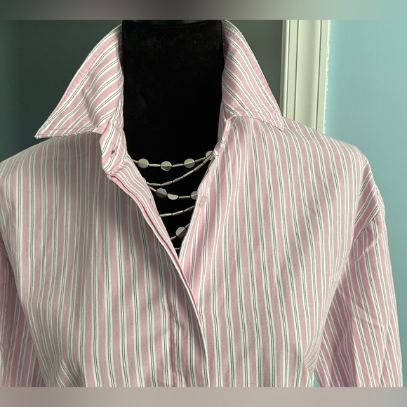 Zara Oversized Striped Button-Up Shirt Button Spring Shirt - Picture 10 of 12